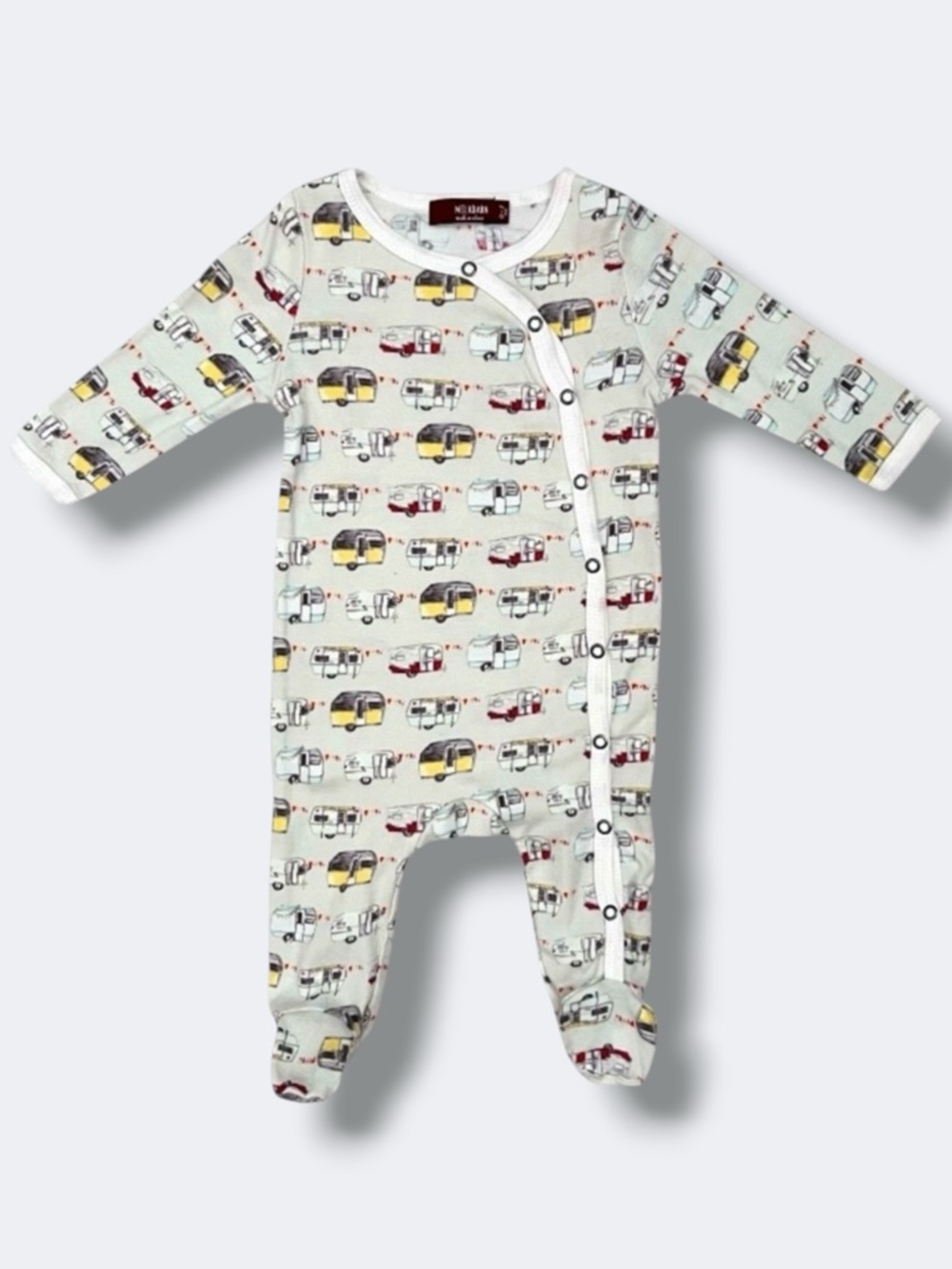 Milkbarn One Piece Pajamas 0-3M Organic Cotton Camper Trailer Footed